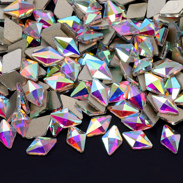 Rhombus Shape Crystal AB Flat Back Fancy Rhinestones