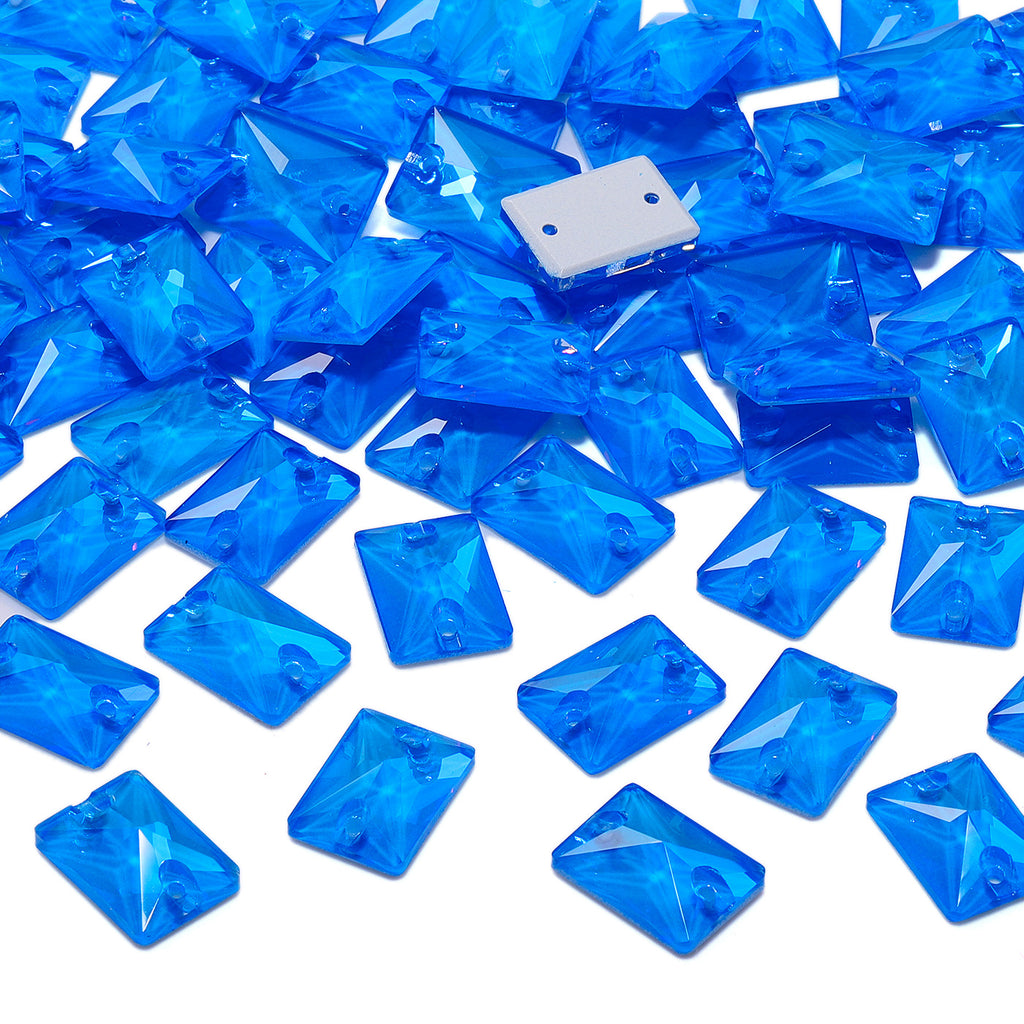Electric Neon Blue Rectangle Shape High Quality Glass Sew-on Rhinestones WholesaleRhinestone