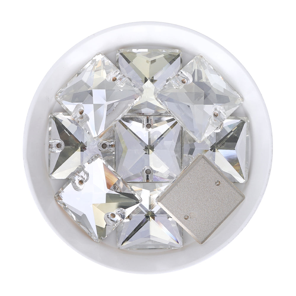 Silver Shade Square Shape High Quality Glass Sew-on Rhinestones