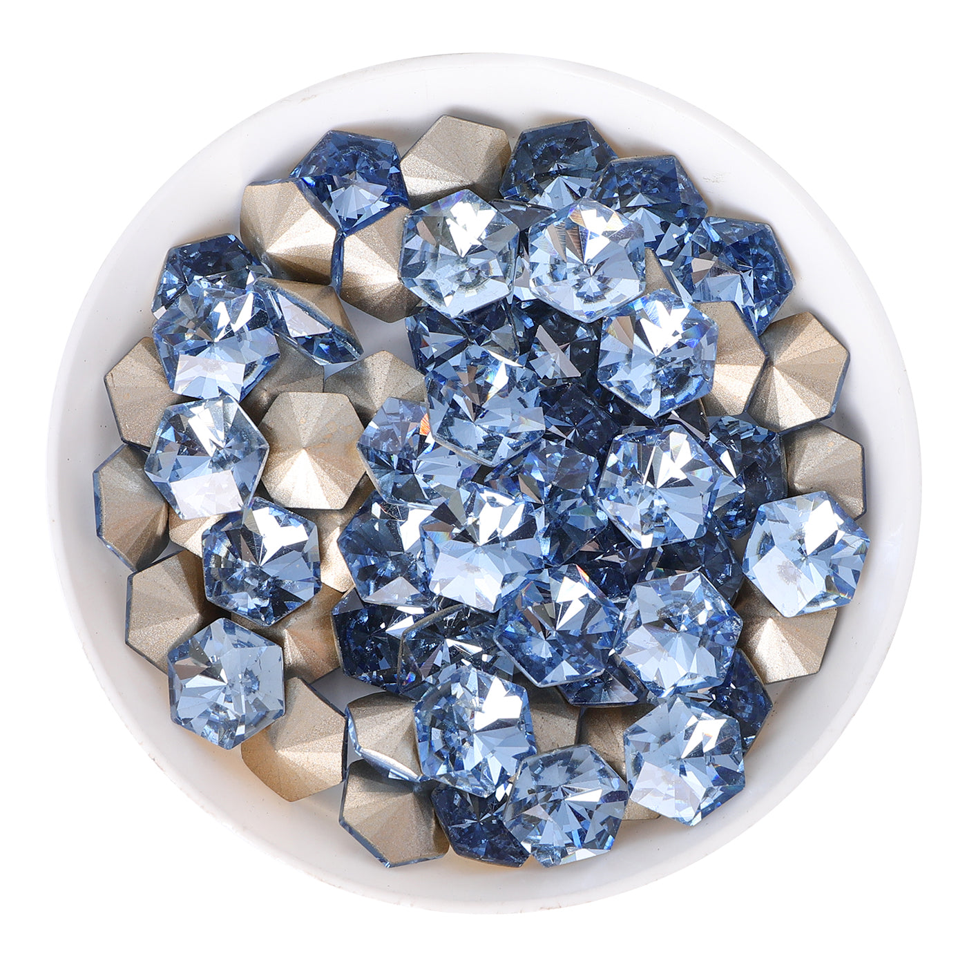 Lt Light Blue Hexagon kaleidoscope Shape Glass Pointed Back Fancy Rhinestones WholesaleRhinestone Main image