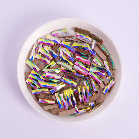 Rectangle Shape Crystal AB Flat Back Fancy Rhinestones