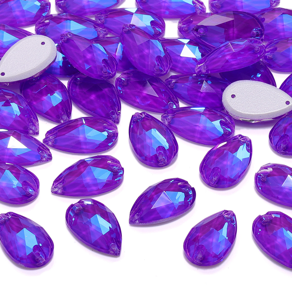 Electric Neon Violet Drop Shape High Quality Glass Sew-on Rhinestones WholesaleRhinestone