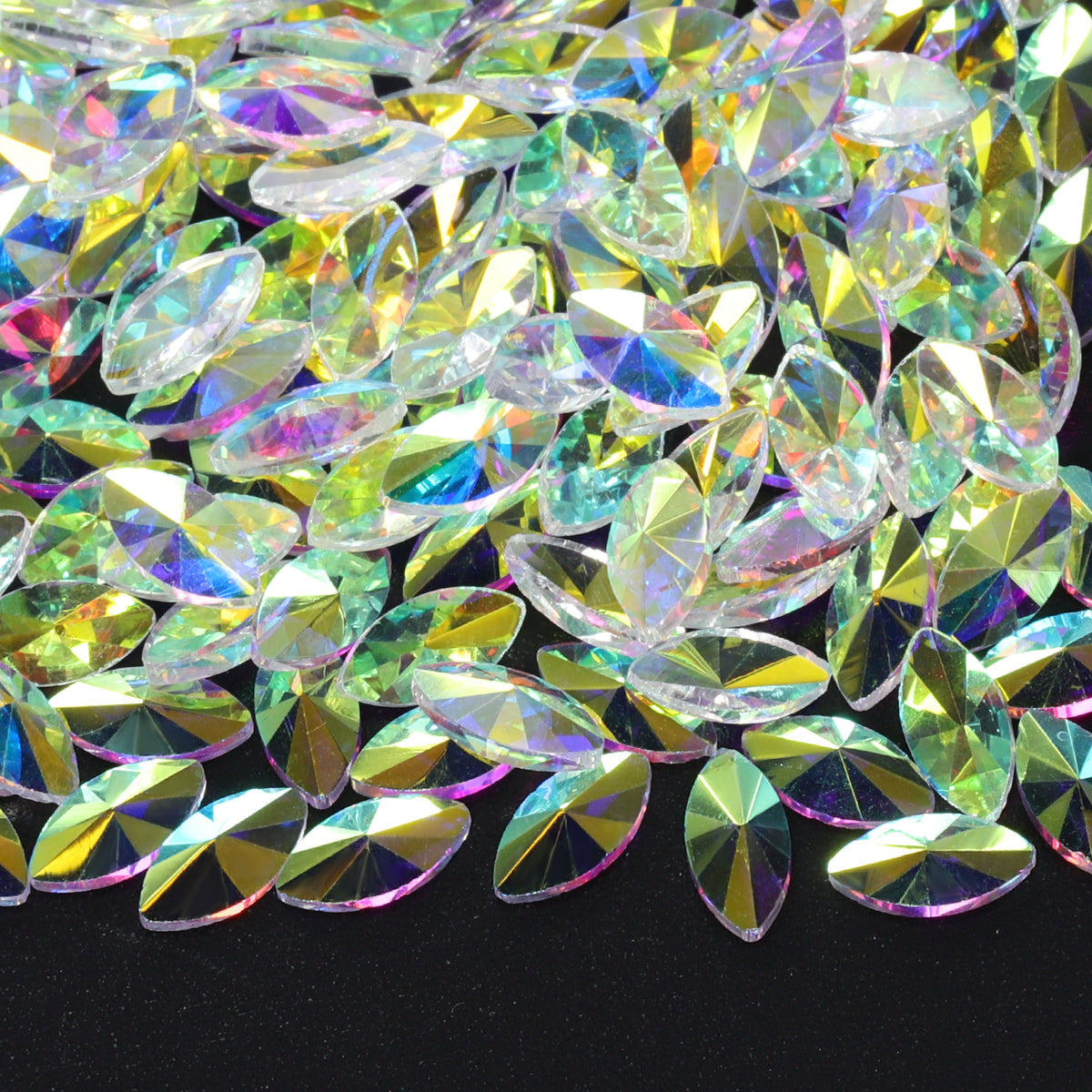 Navette Shape Crystal AB Unfoiled Flat Back Fancy Rhinestones