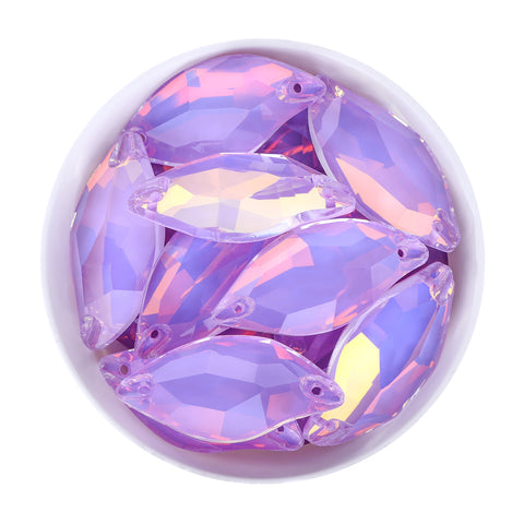 Lavender AM Diamond Leaf Shape High Quality Glass Sew-on Rhinestones WholesaleRhinestone メイン画像