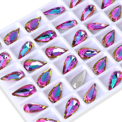 Heliotrope Teardrop Shape High Quality Glass Pointed Back Fancy Rhinestones