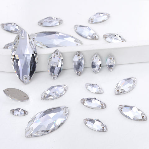 Mixed Sizes Crystal Navette Shape High Quality Glass Sew-on Rhinestones Main image