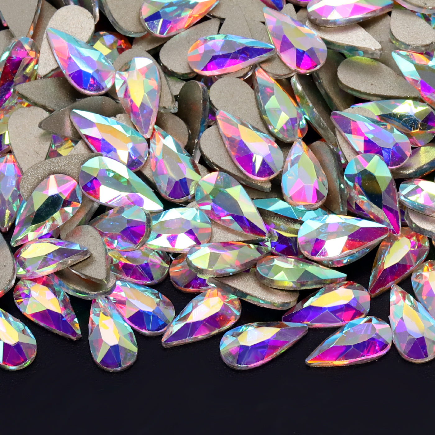 Raindrop Shape Crystal AB Flat Back Fancy Rhinestones