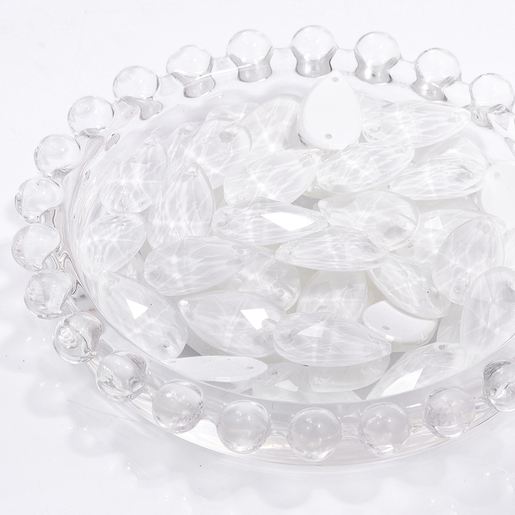 Mocha White Drop Shape High Quality Glass Sew-on Rhinestones WholesaleRhinestone