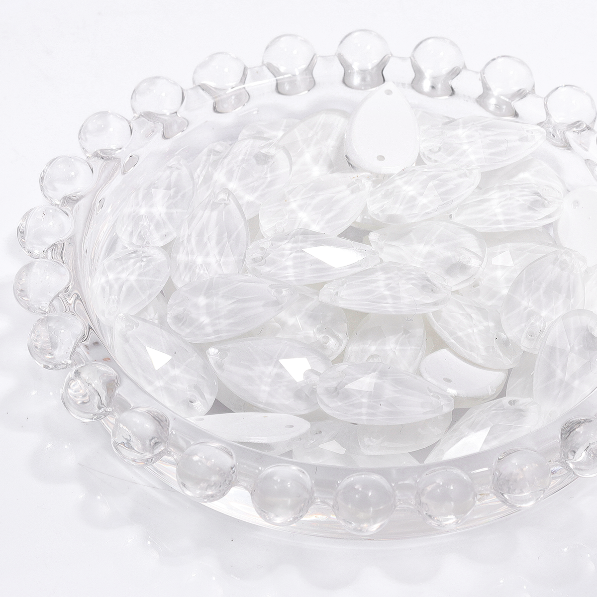 Mocha White Drop Shape High Quality Glass Sew-on Rhinestones WholesaleRhinestone
