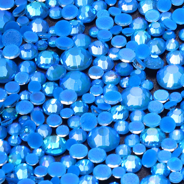 Mixed Sizes Mocha Shimmer Dk Blue Glass Flat Back Rhinestones For Nail Art WholesaleRhinestone