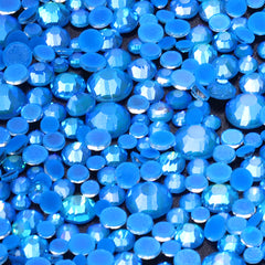 Mixed Sizes Mocha Shimmer Dk Blue Glass Flat Back Rhinestones For Nail Art