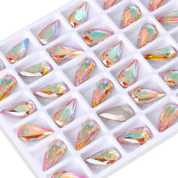 Crystal Sun Teardrop Shape High Quality Glass Pointed Back Fancy Rhinestones WholesaleRhinestone