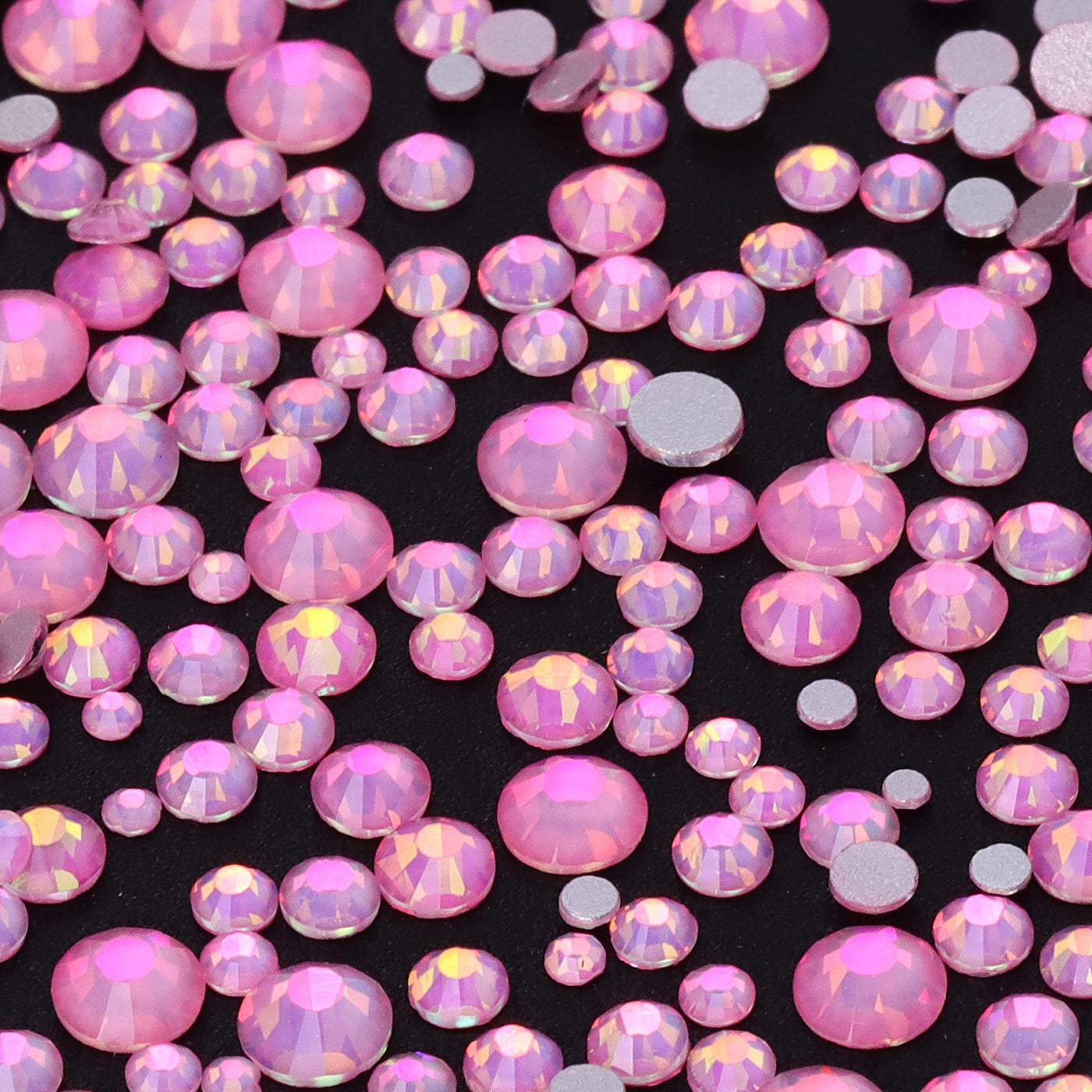 Diamantes de imitación de cristal de hadas de cristal rosa de tamaños mixtos con parte posterior plana para decoración de uñas parte trasera plateada Imagen secundaria del producto