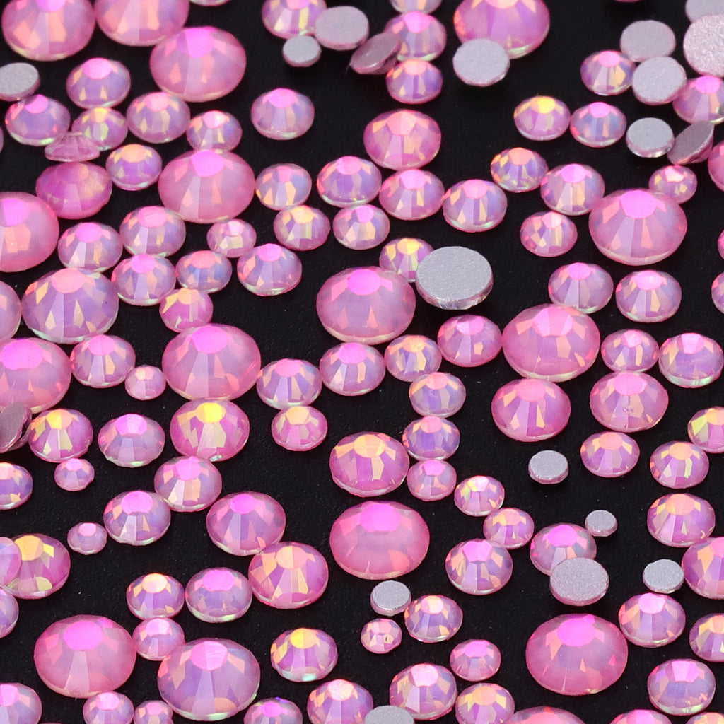 Mixed Sizes Crystal Pink Fairy Glass FlatBack Rhinestones For Nail Art Silver Back WholesaleRhinestone