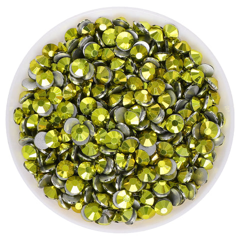 Metallic Lemon Yellow Glass FlatBack Rhinestones Silver Back WholesaleRhinestone Hauptbild