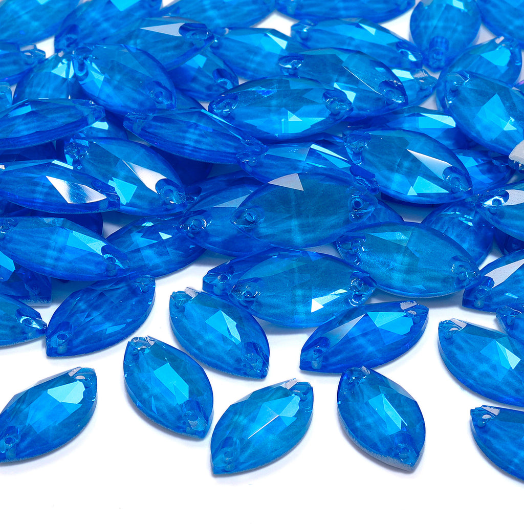 Electric Neon Blue Navette Shape High Quality Glass Sew-on Rhinestones WholesaleRhinestone