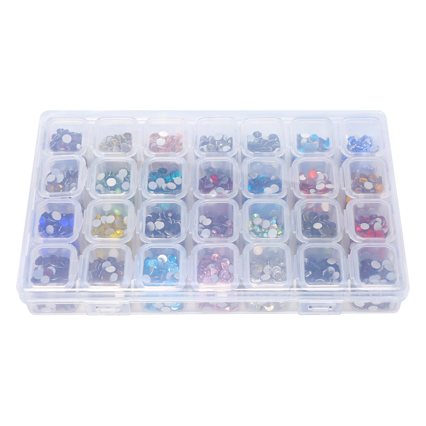 28-Grids Basic Colors Glass FlatBack Rhinestone Set For Nail Art Silver Back WholesaleRhinestone