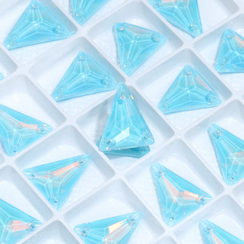 Slim Triangle Shape Aquamarine AM High Quality Glass Sew-on Rhinestones WholesaleRhinestone