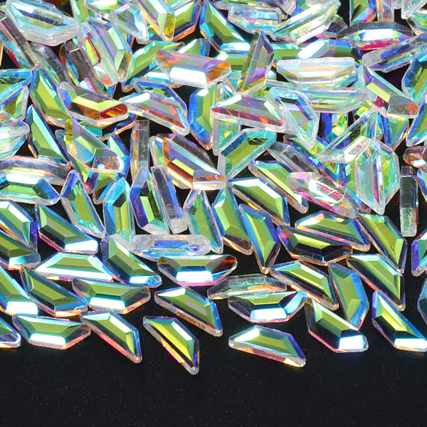 Trapeze Shape Crystal AB Unfoiled Flat Back Fancy Rhinestones