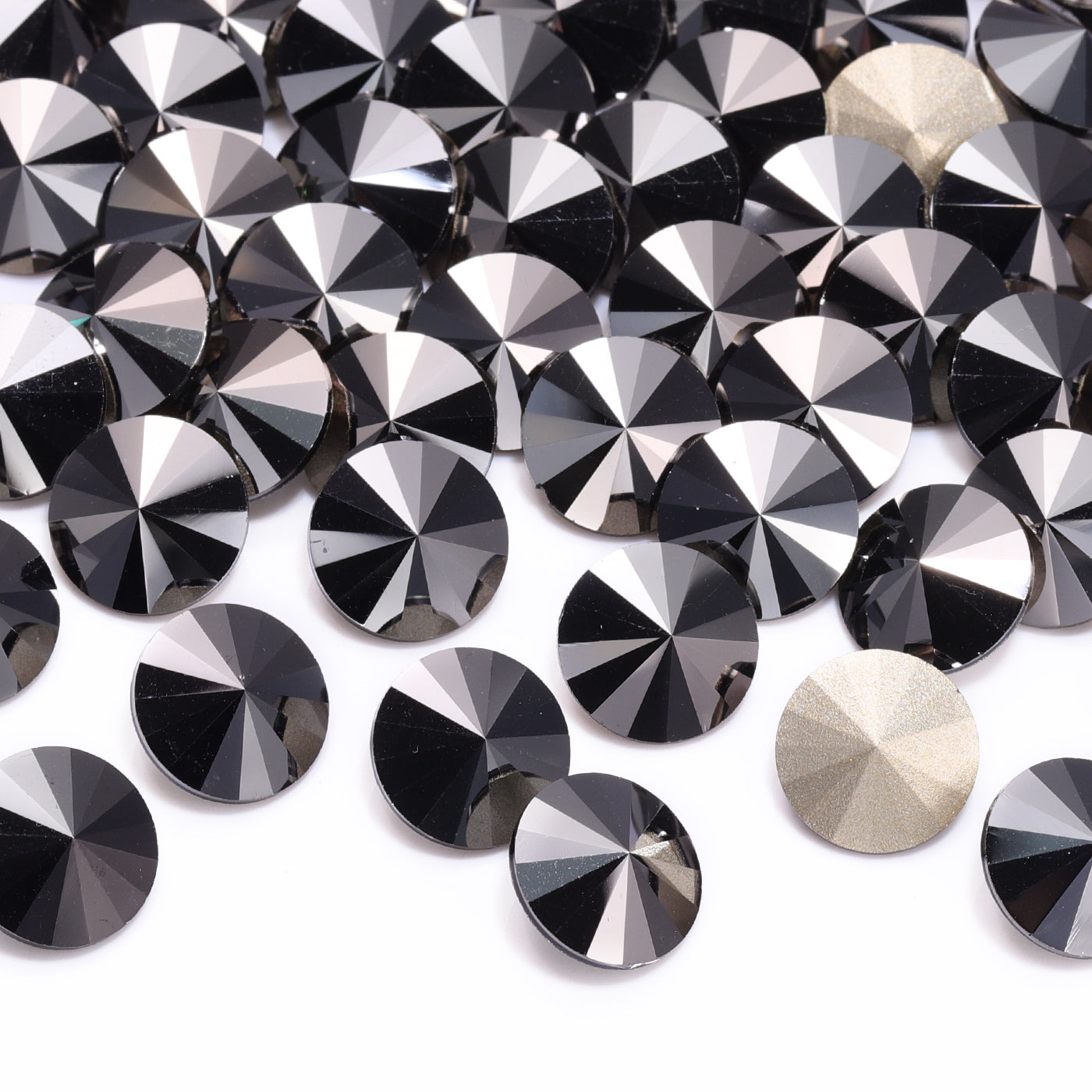Jet Metallic Silver Rivoli Forma de vidrio de alta calidad con diamantes de fantasía puntiaguda Imagen secundaria del producto