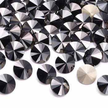 Jet Metallic Silver Rivoli Shape High Quality Glass Pointed Back Fancy Rhinestones WholesaleRhinestone