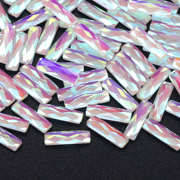 Rectangle Shape Mocha White Flat Back Fancy Rhinestones WholesaleRhinestone
