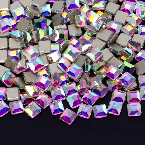 Square Shape Crystal AB Flat Back Fancy Rhinestones