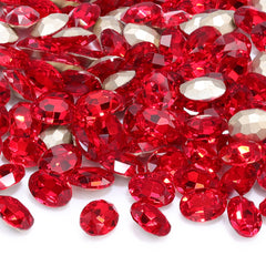 Light Siam Oval Shape High Quality Glass Pointed Back Fancy Rhinestones
