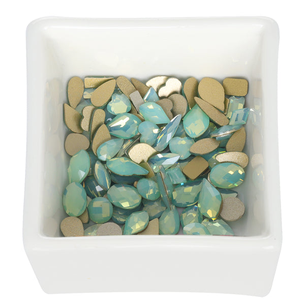 Mixed Shapes Green Opal Flat Back Fancy Rhinestones For Nail Art WholesaleRhinestone