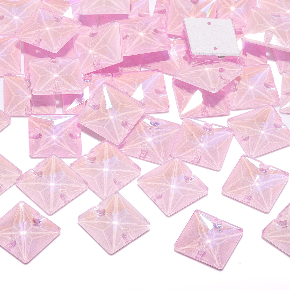 Elektriskt neonljus rose fyrkantig form högkvalitativ glas Sew-on Rhinestones