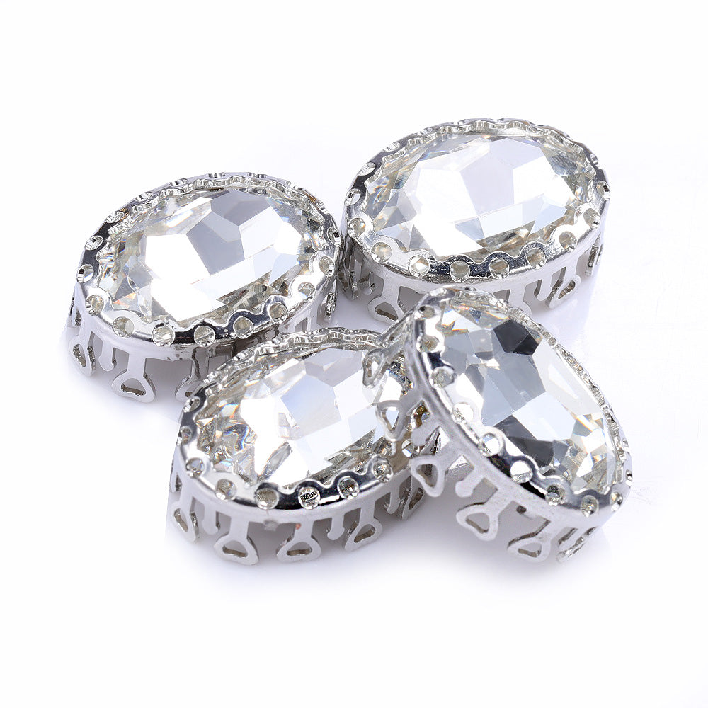 Crystal Oval Shape High-Quality Glass Sew-on Nest Hollow Claw Rhinestones WholesaleRhinestone メイン画像
