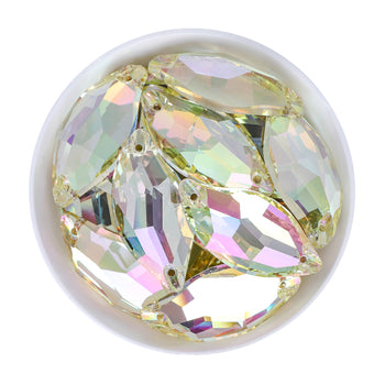 Luminous Green Diamond Leaf Shape High Quality Glass Sew-on Rhinestones WholesaleRhinestone