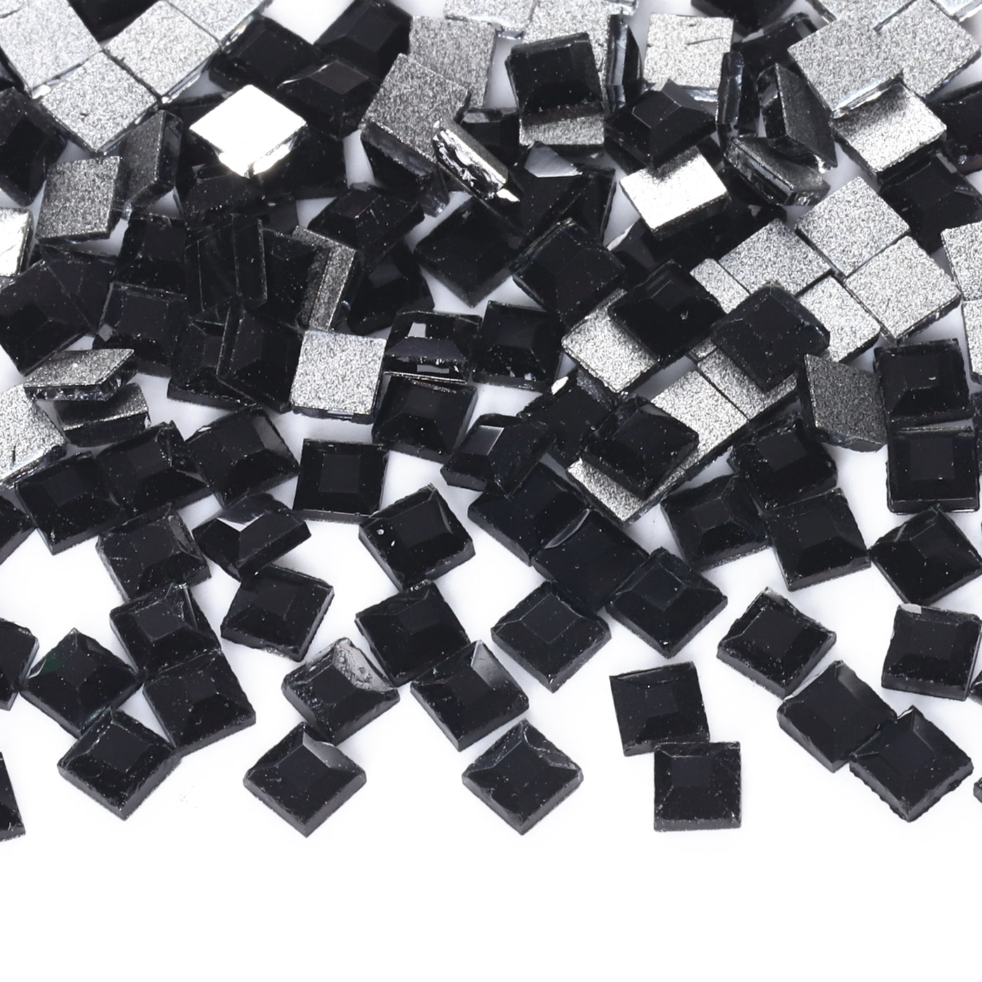 Square Shape Black Flat Back Fancy Rhinestones