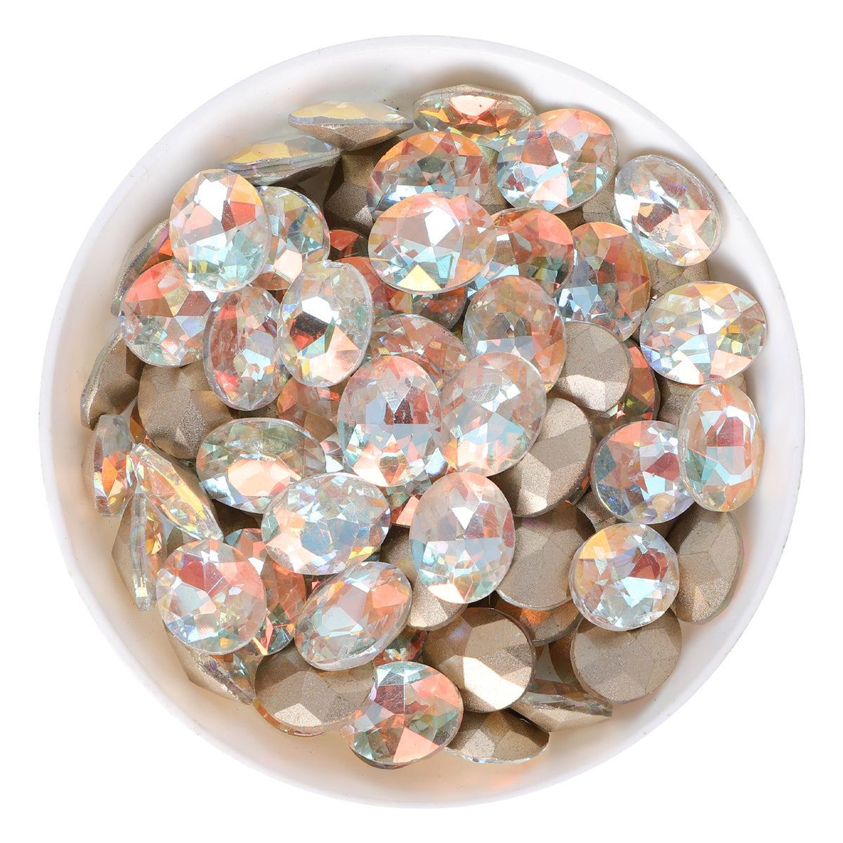 Cognac White Oval Shape Glass Pointed Back Fancy Rhinestones WholesaleRhinestone Main image