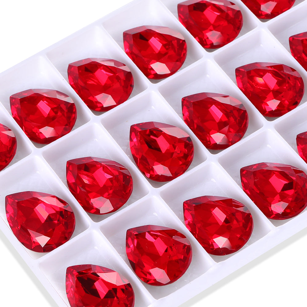 Light Siam Pear Shape High Quality Glass Pointed Back Fancy Rhinestones WholesaleRhinestone