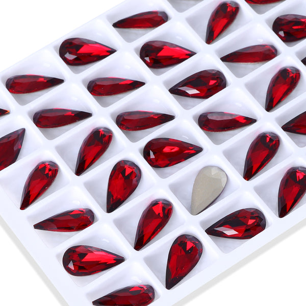 Siam Teardrop Shape High Quality Glass Pointed Back Fancy Rhinestones WholesaleRhinestone