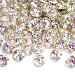 Luminous Green Dome Cushion Square Shape High Quality Glass Pointed Back Fancy Rhinestones