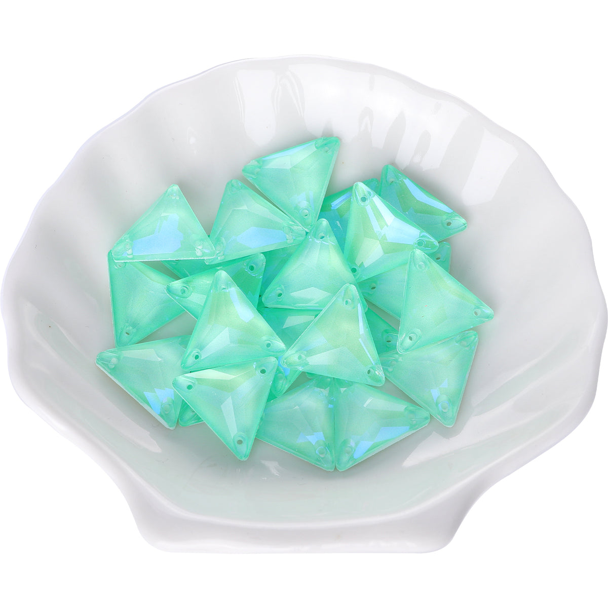 Elektrisk neon greenwrap trekant form av høy kvalitet på sy-på rhinestones