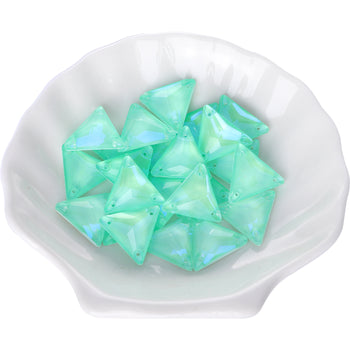 Elektrisk neon greenwrap trekant form av høy kvalitet på sy-på rhinestones