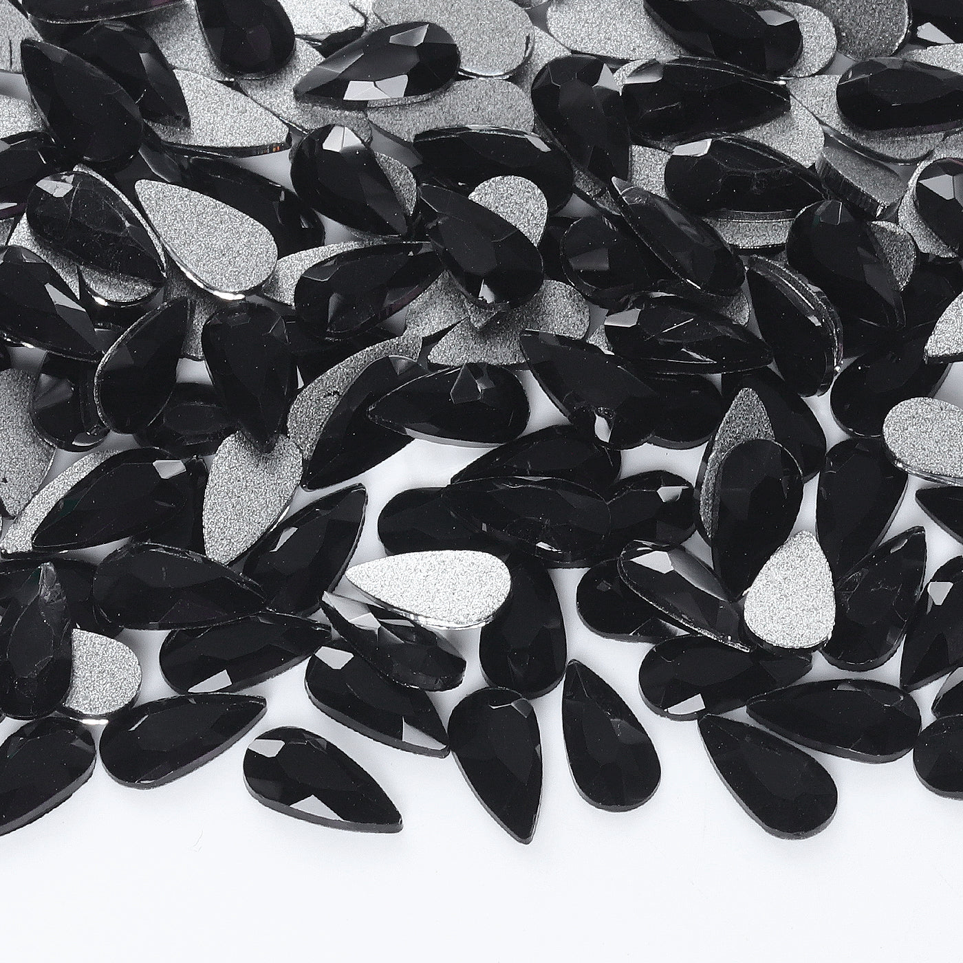 Raindrop Shape Black Flat Back Fancy Rhinestones