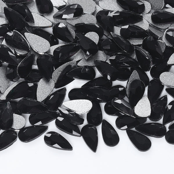 Raindrop Shape Black Flat Back Fancy Rhinestones