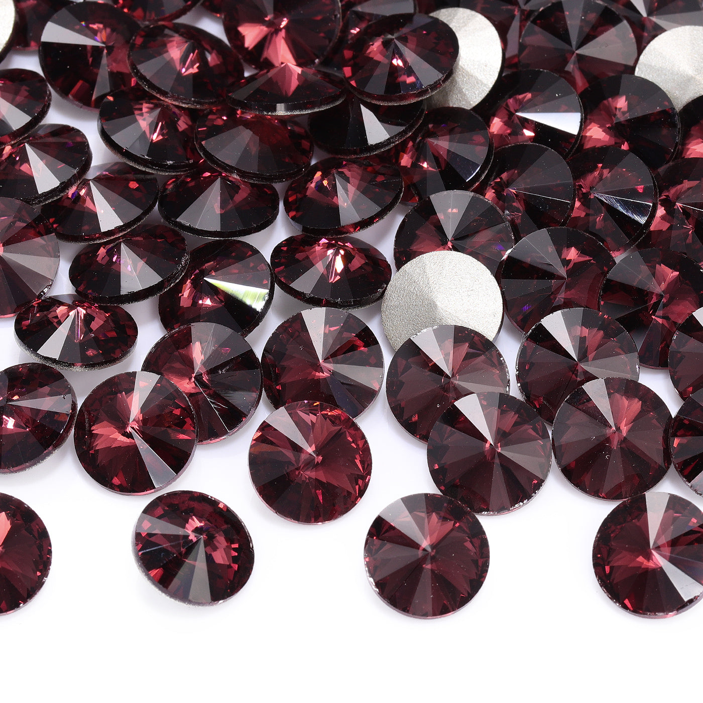 Burgundy Rivoli Shape High Quality Glass Pointed Back Fancy Rhinestones Secondary image