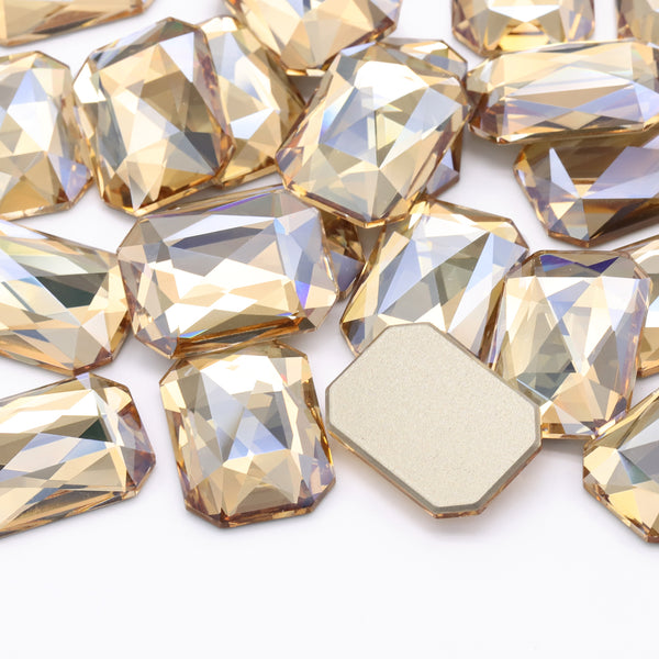 Golden Shadow Octagon Shape High Quality Glass Beveled Flat Back Rhinestones WholesaleRhinestone