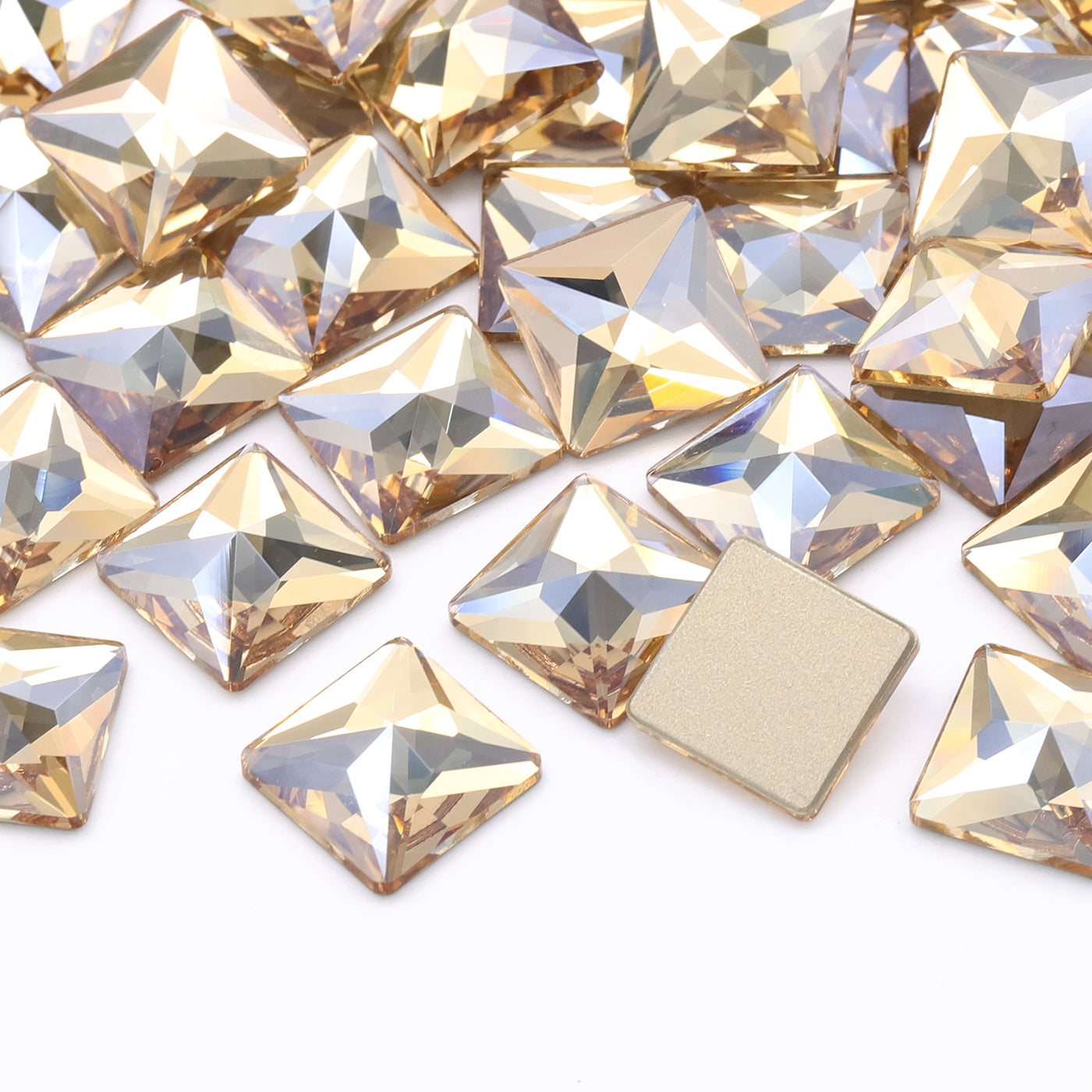 Golden Shadow Square Shape High Quality Glass Beveled Flat Back Rhinestones Secondary image