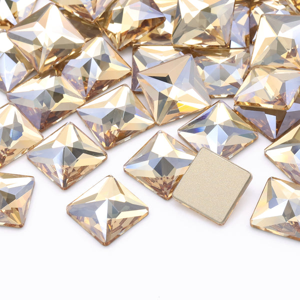 Golden Shadow Square Shape High Quality Glass Beveled Flat Back Rhinestones WholesaleRhinestone