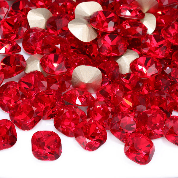 Light Siam Cushion Square Shape High Quality Glass Pointed Back Fancy Rhinestones WholesaleRhinestone