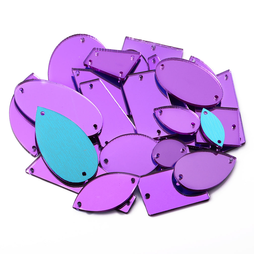 Dark purple Mixed Shapes Acrylic Sew-on Mirror For Dance Costume WholesaleRhinestone