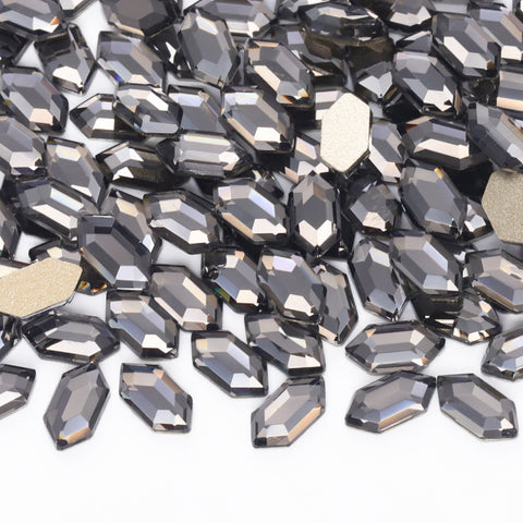 Elongated Hexagon Shape Black Diamond Flat Back Fancy Rhinestones WholesaleRhinestone Imagen principal del producto