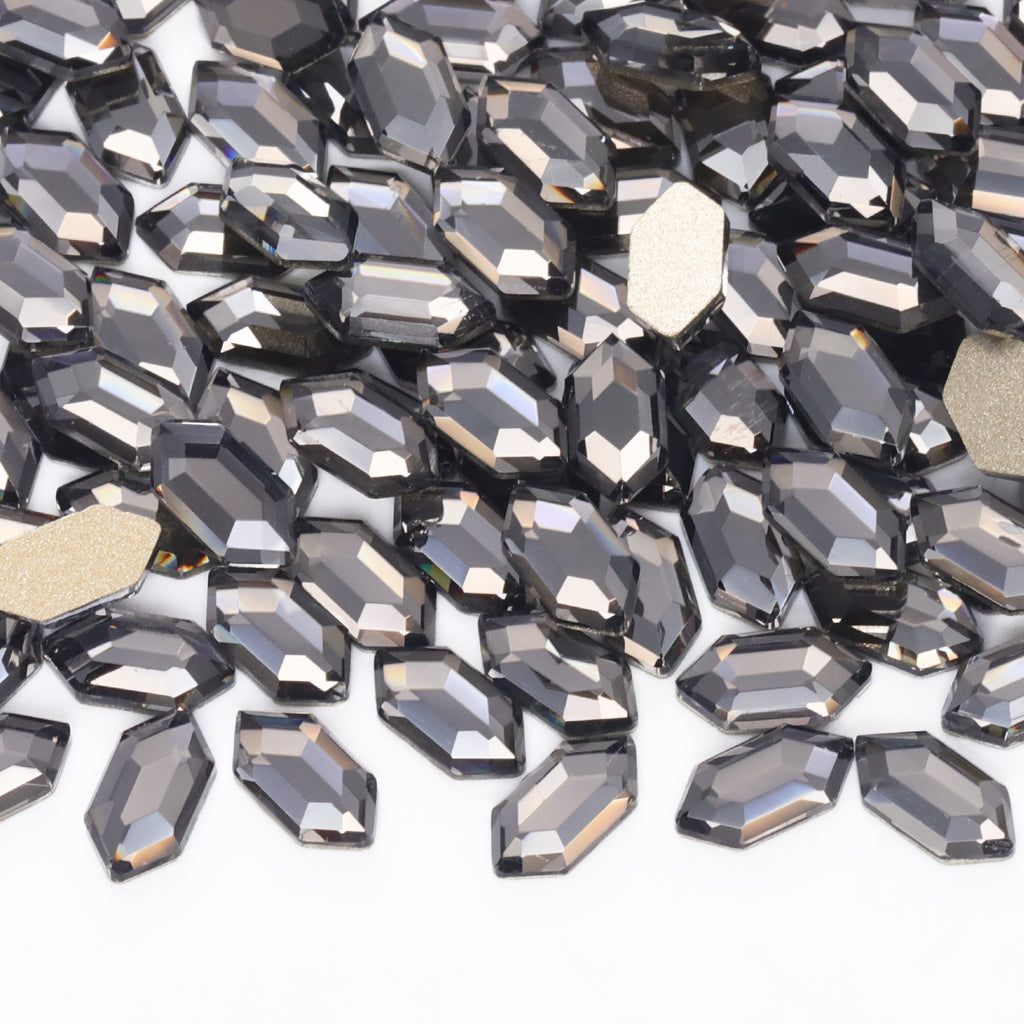 Elongated Hexagon Shape Black Diamond Flat Back Fancy Rhinestones WholesaleRhinestone