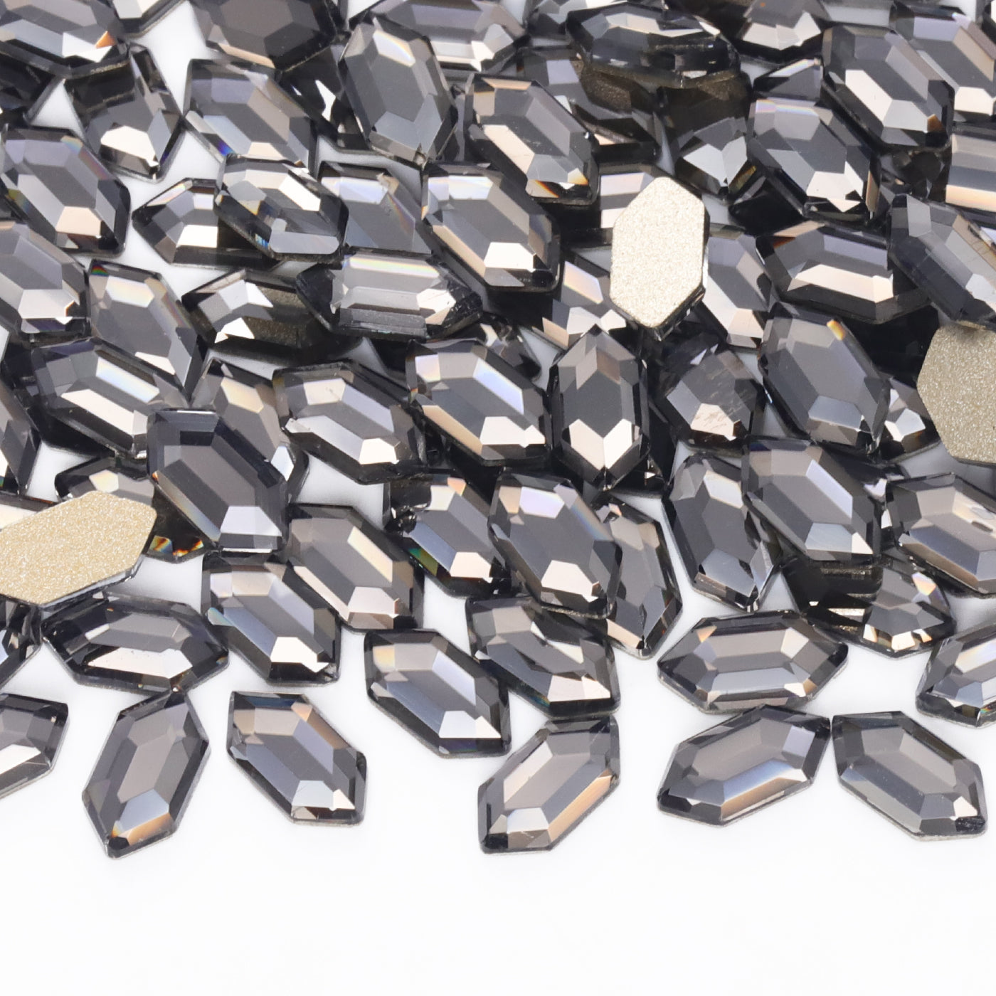 Elongated Hexagon Shape Black Diamond Flat Back Fancy Rhinestones WholesaleRhinestone